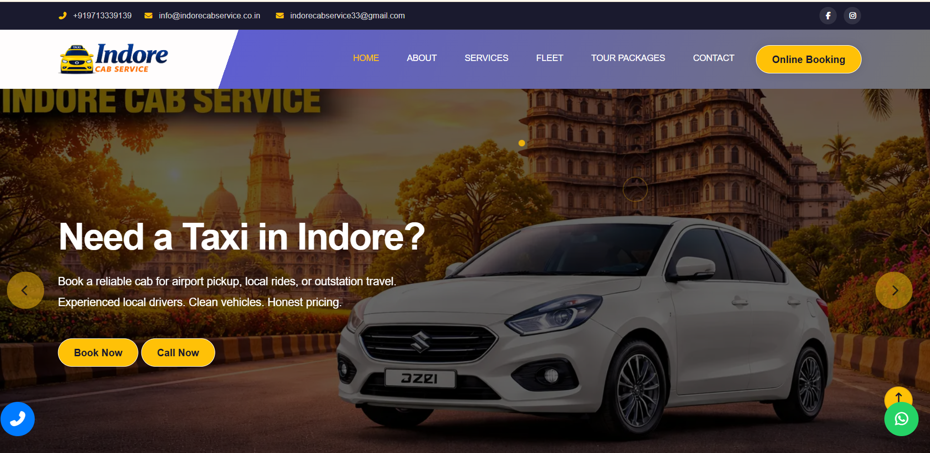 Cab service booking site